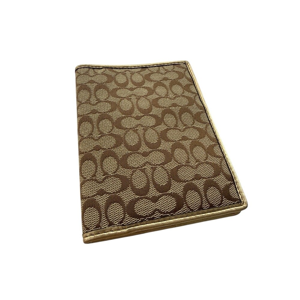 Coach Khaki Mini Signature C Passport Case Wallet Holder Tan/Gold Y2K Vintage